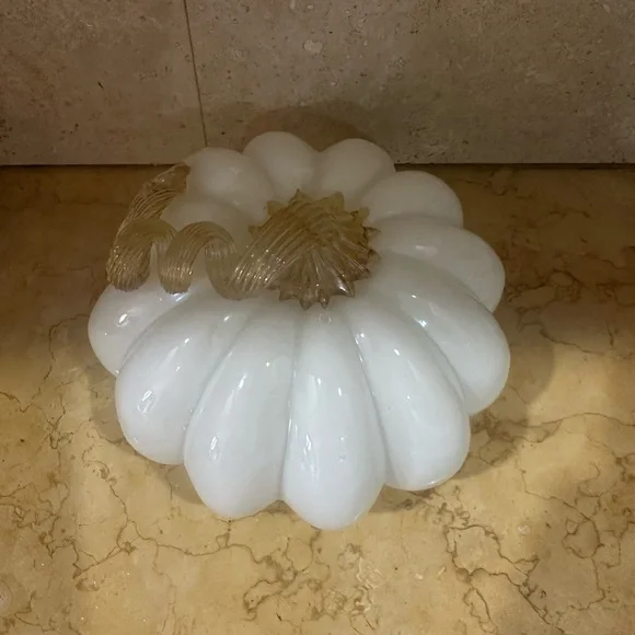 White Glass Pumpkin Decor - Picture 4 of 7